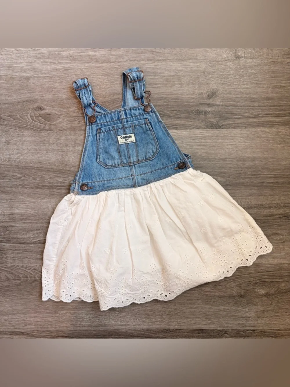 OshKosh B'gosh toddler girls denim eyelet overall dress